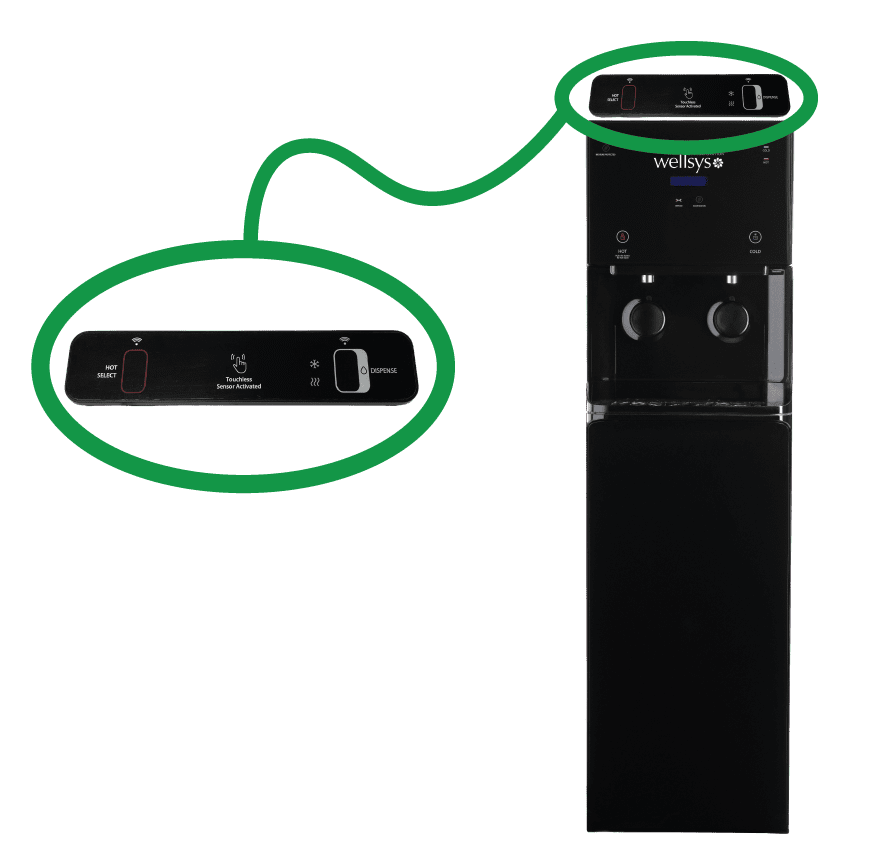 PSD Sensor Touchfree Dispense from EcoWater of Atlanta PSD Sensor ontop of WS11000UV bottleless water cooler